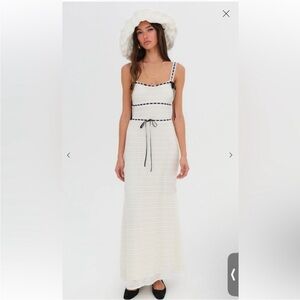 For Love And Lemons White Mayfair Crochet Maxi Dress